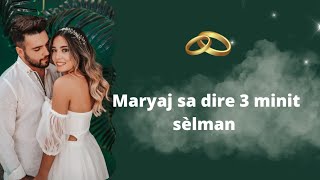 Maryaj sa dire 3 minit sèlman...Aprè 3 minit moun yo divòse...Maryaj ki dire pi piti tan