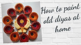 Diwali Diya decoration /easy way to decorate diyas at home using acrylic paint