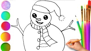 How to draw a cute Snowman easily and quickly