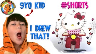 9 Year Old Autistic Savant Draws - Hello Kitty on Vespa #shorts