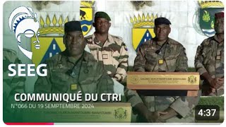 🔴GABON : Communiqué N°066 du CTRI du 19 septembre 2024.