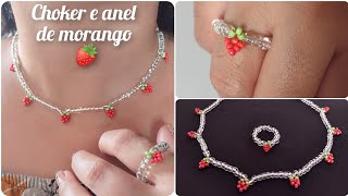 Como fazer choker (colar curto) e anel de morango @canaldajann6834 @Sandraveracruz