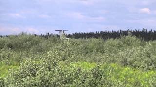 Air Creebec Dash 8-100 taking off from Chibougamau/Chapais airport (YMT)