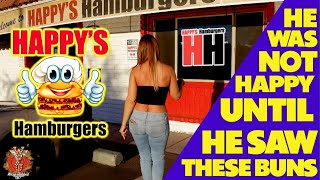 One Of Scottsdale's Best Burgers!  He Wasn't Happy Until He Saw These Buns at Happy's Hamburgers!