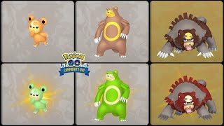 Pokemon Go: Evolving Normal & Shiny Teddiursa into Ursaring and Ursaluna (C-Day High Horsepower)