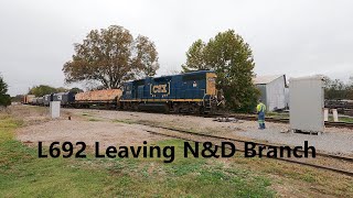 CSX L692 with GP38-3 Leaving the N&D Branch in Athens