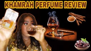 KHAMRAH BY LATTAFA PERFUME REVIEW 🥃|| BETTER THAN ANGELS' SHARE? 👀 || BOOZY & SWEET || COCO PEBZ 🤎