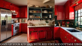 Cozy Up Your Kitchen with Red Vintage Cottage Vibes ❤️🔥 - Timeless Design Ideas!