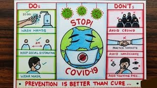 Easy Drawing of Coronavirus Awareness || Precautions Safety Poster || Easy Drawing COVID-19 Poster.