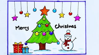 christmas drawing/merry Christmas drawing/christmas poster drawing/easy Christmas drawing