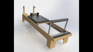 Projeto de equipamento de Pilates Reformer baixado no GrabCAD em SolidWorks