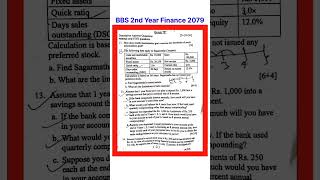 Bbs 2nd year Finance Question paper 2079♥️😍Fundamental of Financial Management bbs 2nd year question