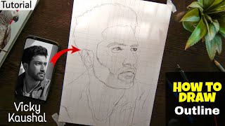 How To Draw Outline of Vicky Kaushal 😍  | With Grid | Tutorial | Part- 01 | @VKArtBox