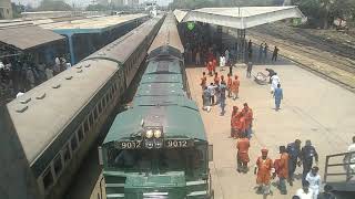 Drone View Train Arrival  Of Tezgam  at Karachi Cant