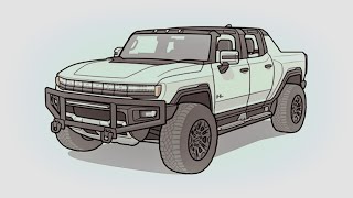 How to draw a HUMMER EV / drawing hummer ev 2024