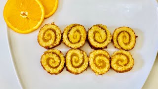 Orange swiss roll | no baking powder |using frying pan