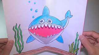 Shark paper craft|BABY SHARK | how to make shark with craft paper| 鯊魚