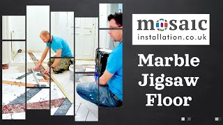 Marble Puzzle Floor Installation, Water Jet Cut Marble