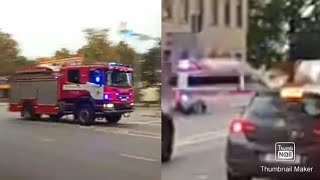 Ambulance and fire truck responding in Tartu / Kiirabi ja pääste vilkuritega