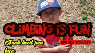 Anak kecil asah skill / nembusin jalur boulder  ||panjat tebing/dinding||