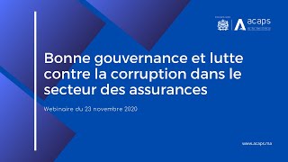 ACAPS Conférence   Bonne gouvernance et lutte contre la corruption