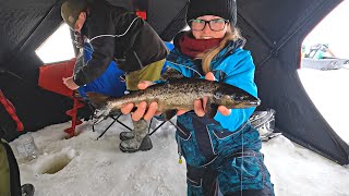 Northern Maine Ice Fishing // Chesuncook Lake // Jigging for Salmon