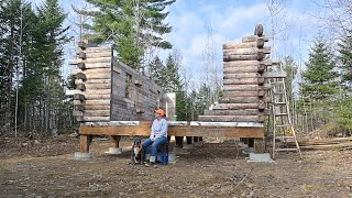 Rebuilding Our Off Grid Log Cabin & Introducing My Dog To His New Home