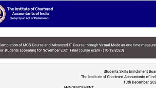 MCS COURSE AND ADVANCE IT COURSE VIRTUAL MODE TILL 31.3.2021