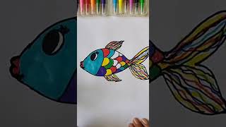 How to draw a cute fish easy and fast #SHORT