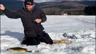 Maine ice fishing pickerel