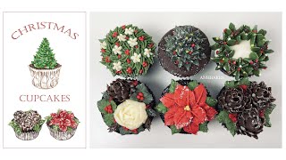 Beautiful Christmas Cupcake Decorating | Floral Buttercream Cupcakes