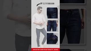 Dark Blue Jeans VibesClassic comfort slim fit stretchable jeans by Styrrior