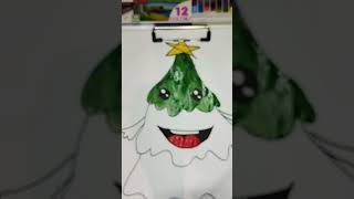 How to draw a cute Christmas tree #SHORT