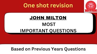 JOHN MILTON IMPORTANT MCQ based on PYQs #dsssb2024 #uptgt #englishliterature