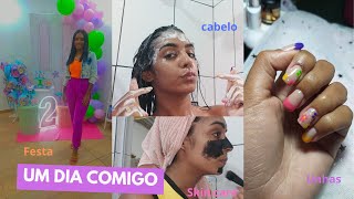 VLOG: TUDO QUE EU FIZ EM UM DIA 🥰 (lavei cabelo,fiz skin cadê,fiz as unhas,fui em uma festa)...