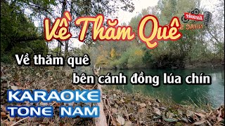 Karaoke Về Thăm Quê - Huy Thái | Tone Nam | Karaoke Nhạc Sống Sóc Trăng