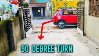 Perfect 90-degree reverse turn in one go in Tight Parking Spaces | One-Turn Perfection