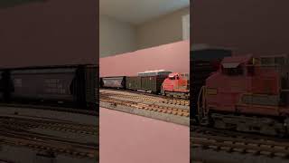 BNSF Transfer Leaving the Yard #train #modellayout #railroad #modeltrains #nscale #scaletrains #bnsf