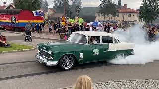 Classic Car Week 2022. Bel Air doing burnout.