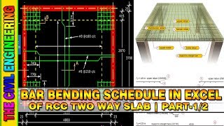 Bar Bending Schedule of Two Way Slab in Excel | Part 1/2 | BBS of Two Way Slab | Quantity Surveying