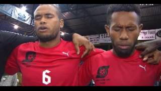 Oração dos Jogadores da Ilha Salomão após jogo de FutSal com o Brasil