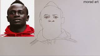 How to draw Sadio Mane's face with pencil