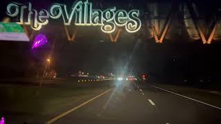 The Villages golf cart bridge at night and riding on Meggison Road