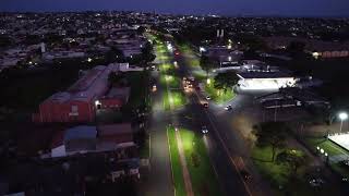 Entardecer em Marialva com linda vista aérea da pista de caminhada Colombo.