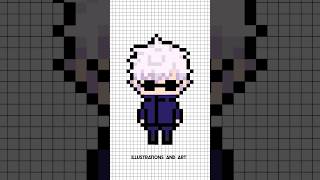 Drawing Satoru Gojo in pixel #shorts #artshorts #gojo