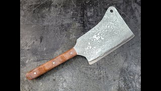 Making a new handle for a monster two handed cleaver; Brazilian teak (#shorts)