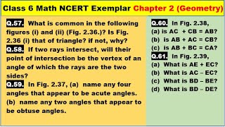 Class 6 Math Ch-2 Q 57 to Q 61 Math NCERT Exemplar Solution|MATH|NCERT|Geometry|CBSE|Chapter 2|NCERT