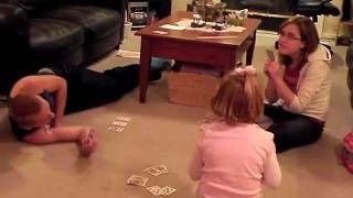 Jensen, Noelle, and Lauren playing Go Fish