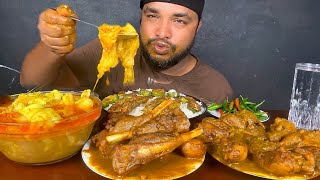 SPICY MUTTON FAT CURRY, MUTTON CURRY AND CHICKEN LEG PIECE CURRY WITH RICE EATING SHOW