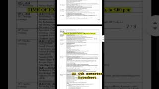 BA 6th semester datesheet #datesheet2024